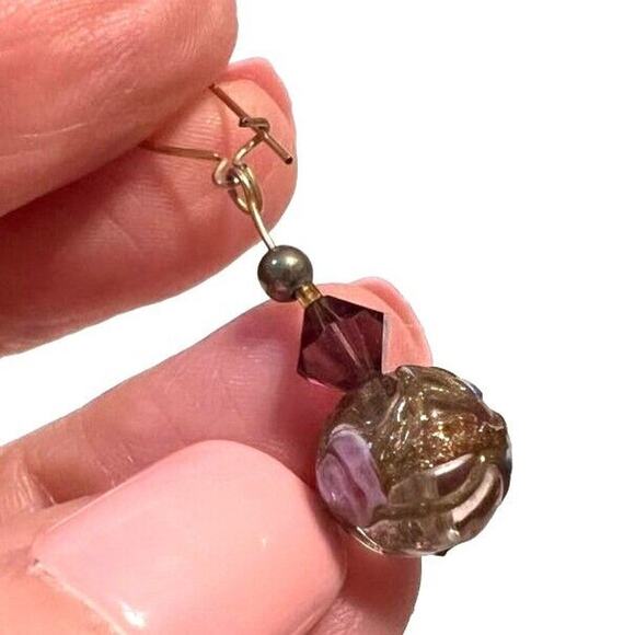 Unique Elegant Earrings Gold and Multicolored Beads - Picture 2 of 10